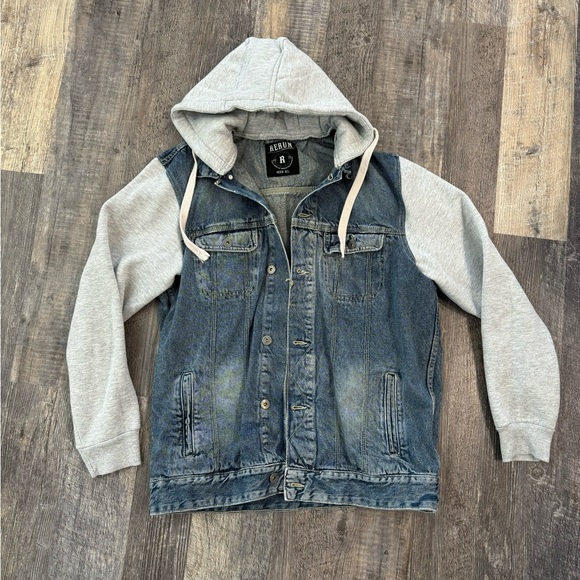 Rerun Jean/cotton hooded button up - Picture 1 of 3